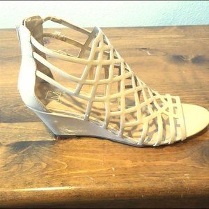 NWT Material Girl Henie Wedge Caged Sandals.